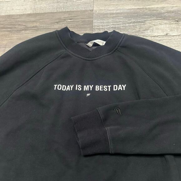 Fabletics‎ Today Is My Best Day Black White Women L Cropped Pullover Sweatshirt - Picture 1 of 10